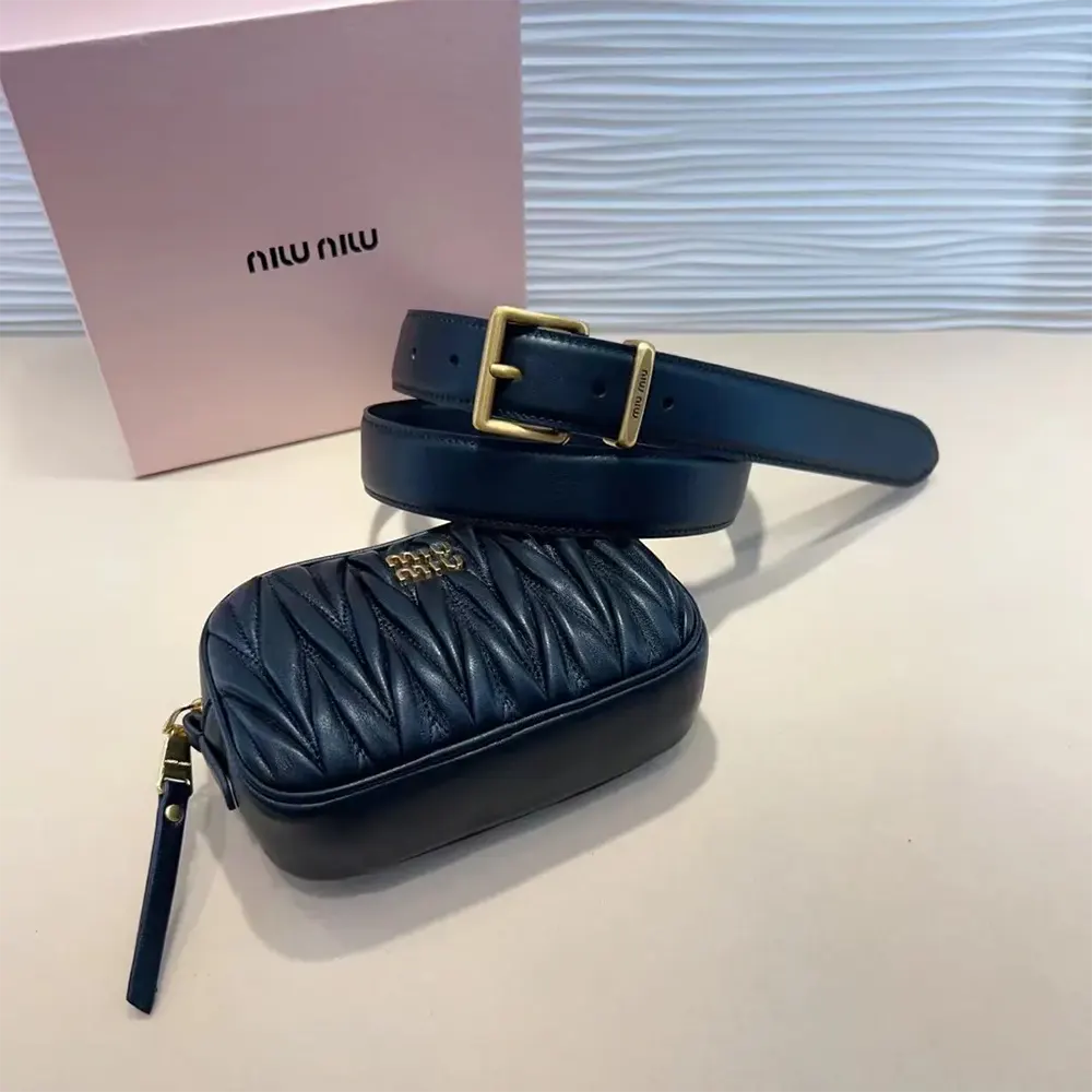 Miu Miu Women Belt with Matelassé Pouch-Black - image 8
