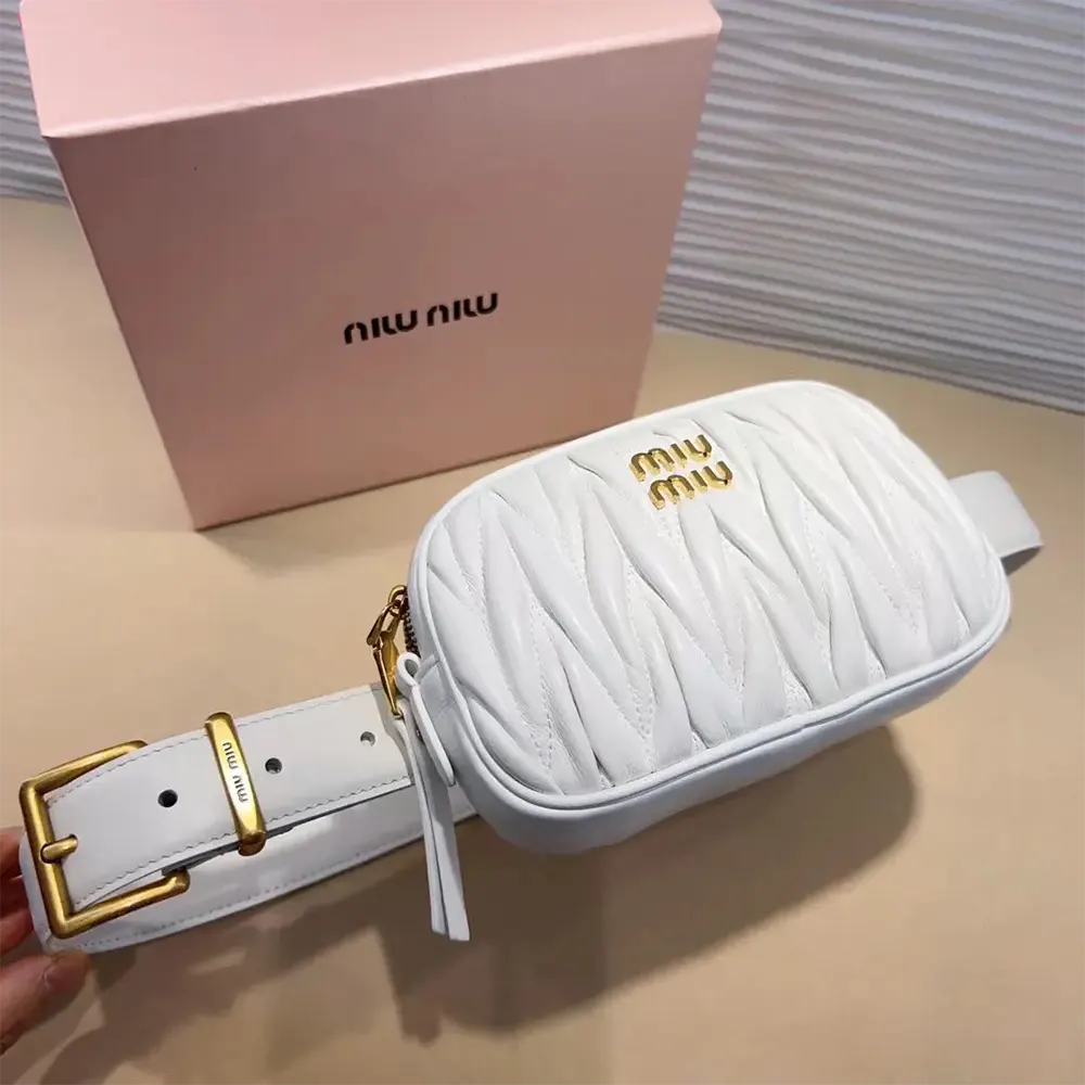 Miu Miu Women Belt with Matelassé Pouch-White - image 5