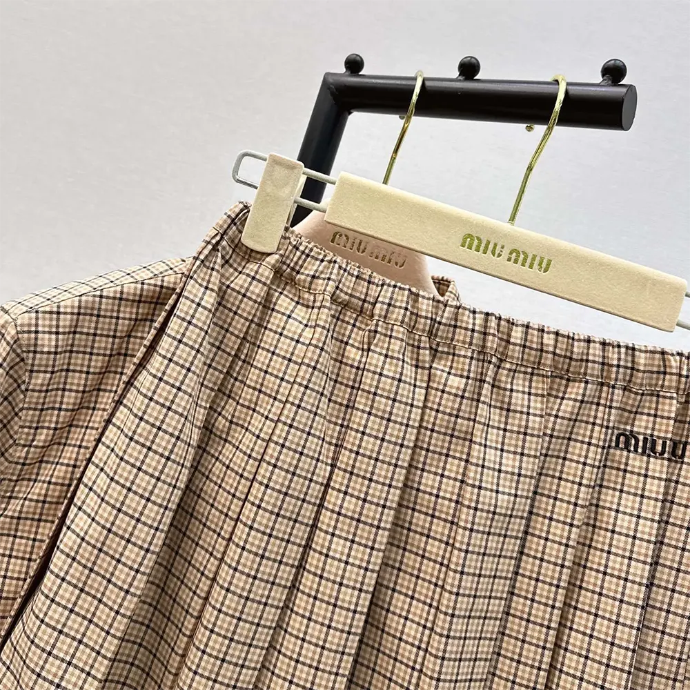 Miu Miu Women Checked Miniskirt with Embroidered Logo - image 6