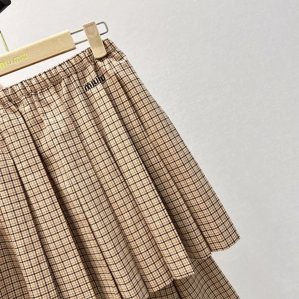 Miu Miu Women Checked Miniskirt with Embroidered Logo - image 4