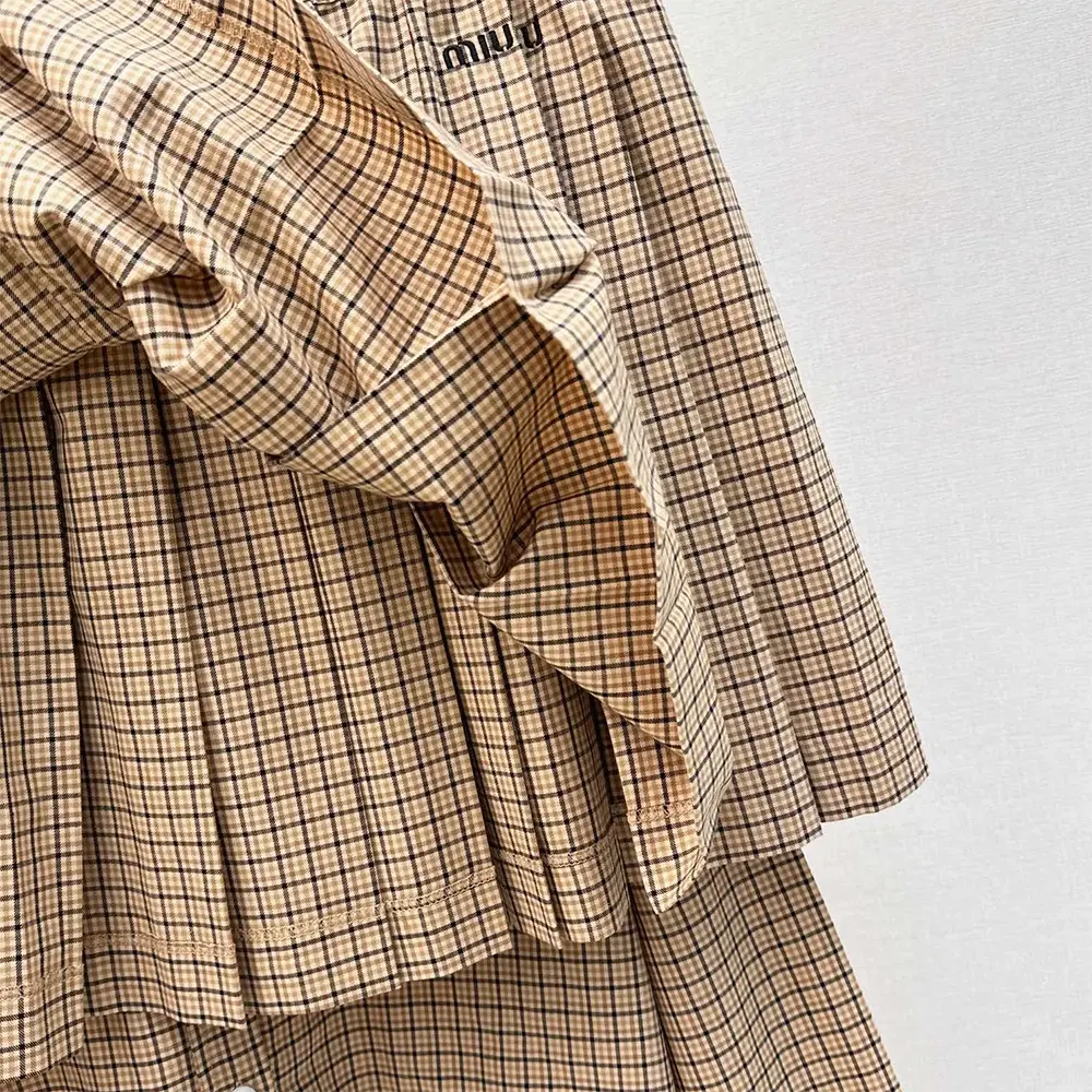 Miu Miu Women Checked Miniskirt with Embroidered Logo - image 7