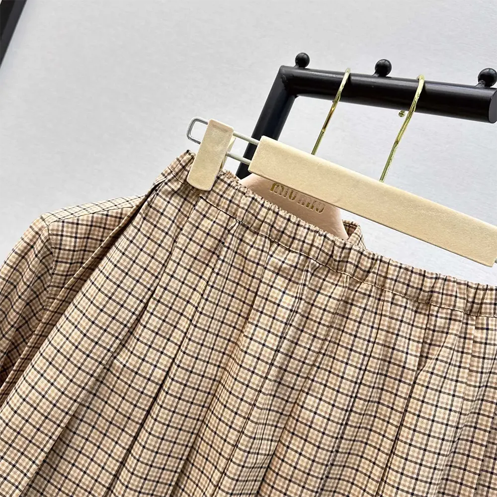 Miu Miu Women Checked Miniskirt with Embroidered Logo - image 5