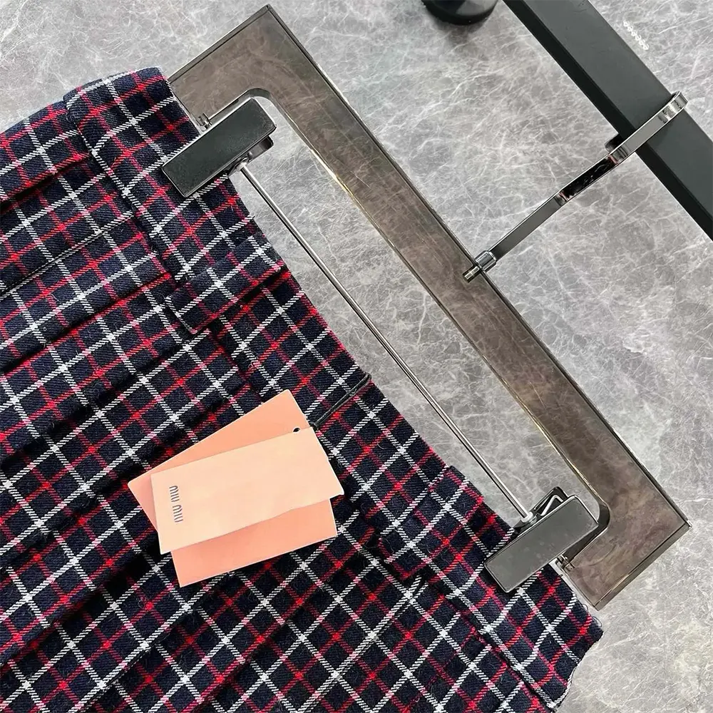 Miu Miu Women Checked Wool Miniskirt - image 4