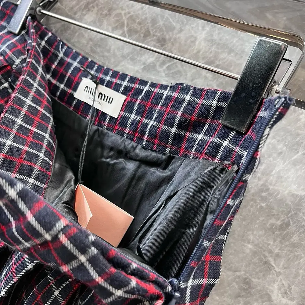 Miu Miu Women Checked Wool Miniskirt - image 8