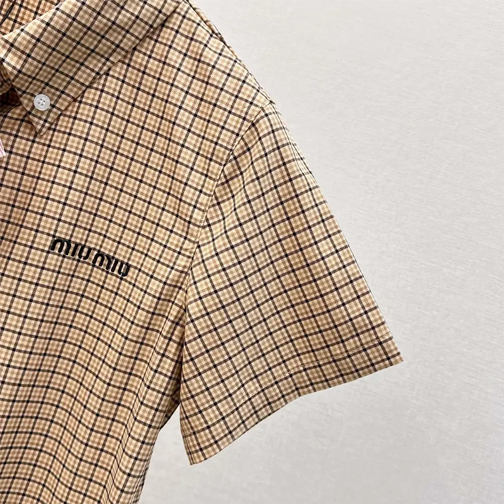 Miu Miu Women Pleated Check Dress with Embroidered Logo - image 8