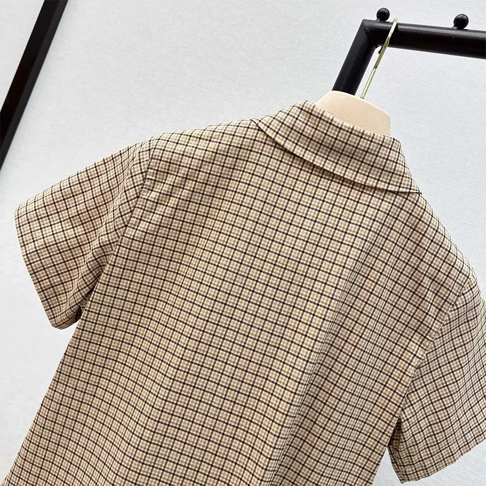 Miu Miu Women Pleated Check Dress with Embroidered Logo - image 7