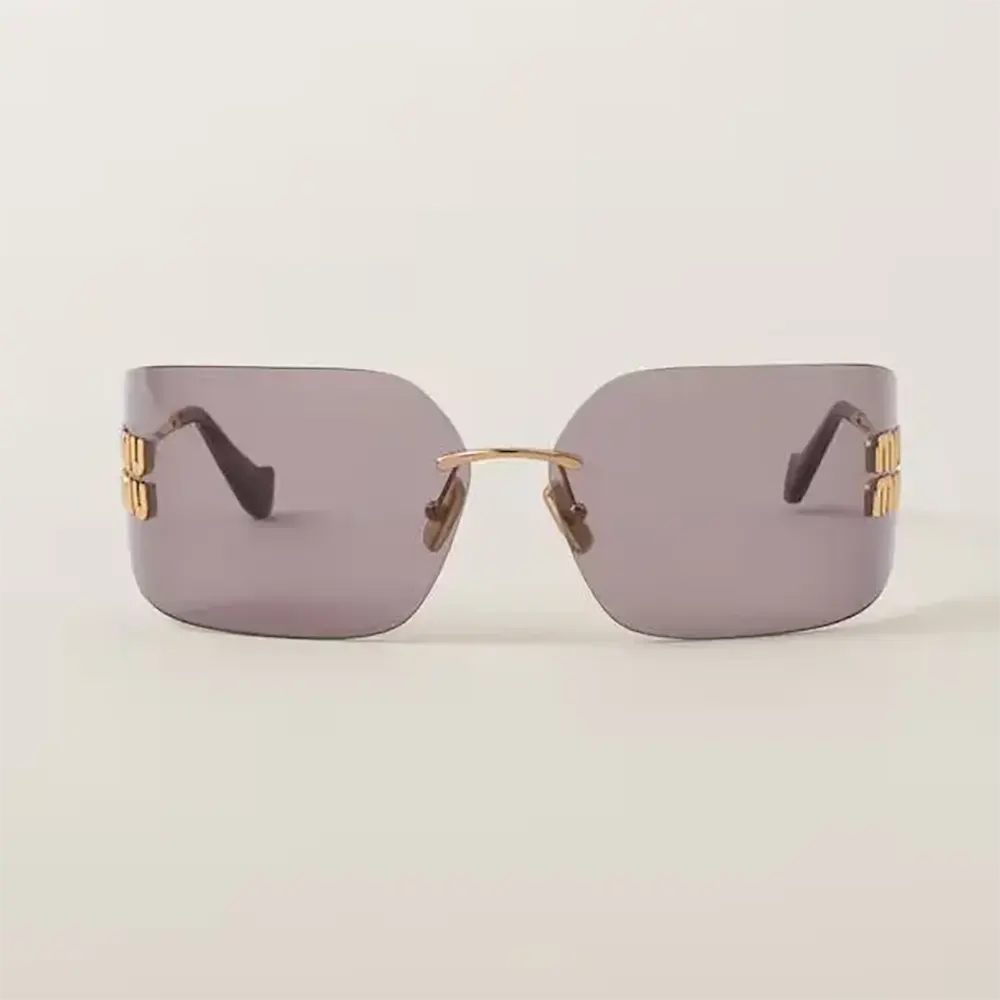 Close-up of silver hardware detail on Miu Miu Women Runway Sunglasses SMU54Y_E5AK_FE06I_C_080