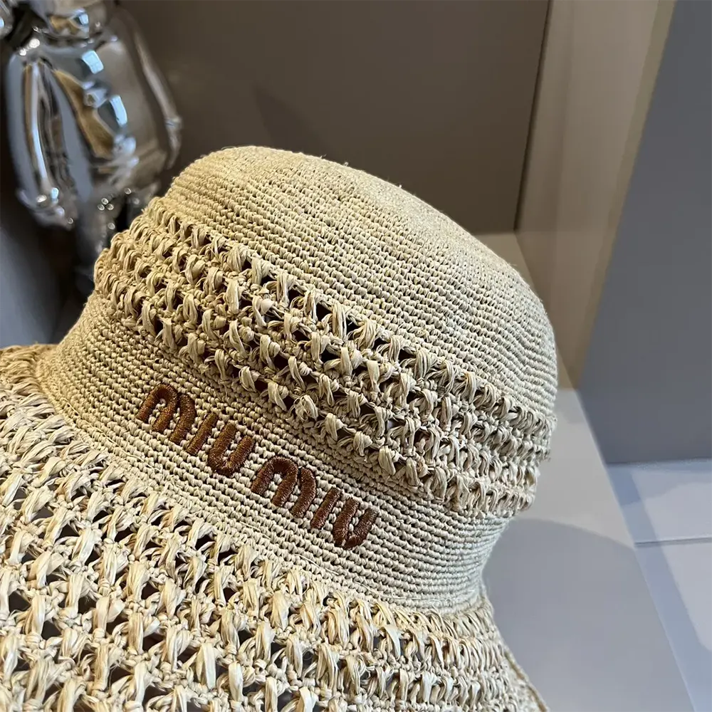 Miu Miu Women Woven Fabric Hat-Beige 5HC287_2DO1_F0A5T - image 4