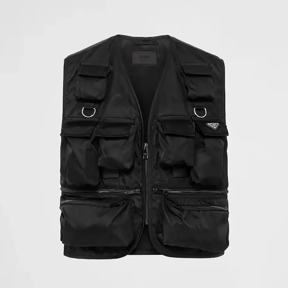 Front view of Prada Women Re Nylon Vest in black