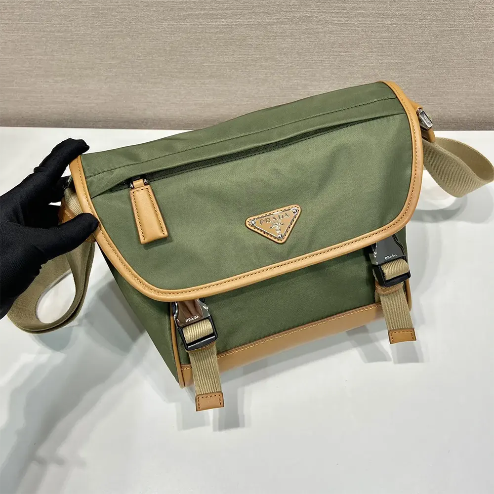 Prada Men Re-Nylon and Leather Shoulder Bag-Dark Green - image 5