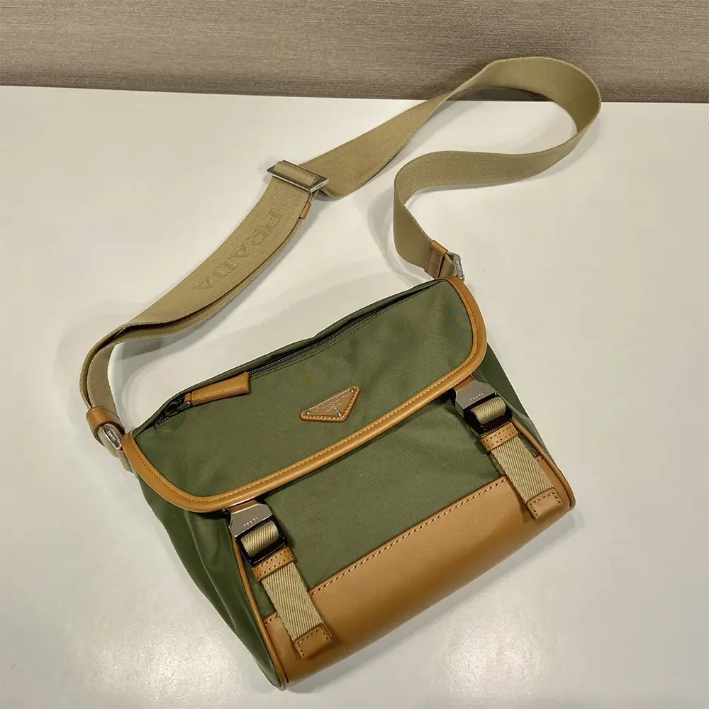 Prada Men Re-Nylon and Leather Shoulder Bag-Dark Green - image 4