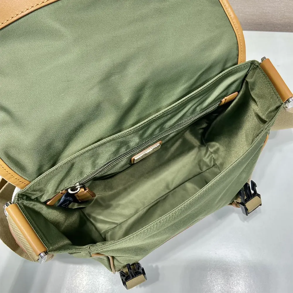 Prada Men Re-Nylon and Leather Shoulder Bag-Dark Green - image 9