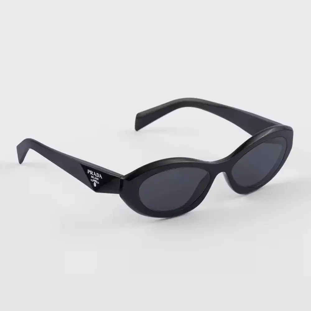 Front view of Prada Unisex Symbole Sunglasses-Black showing sleek frame
