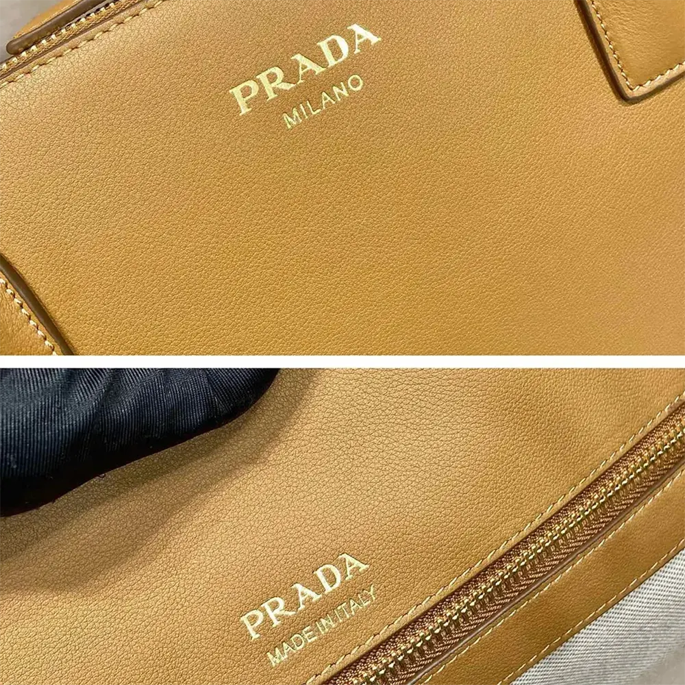 Prada Women Large Leather Tote Bag with Zipper Closure-Brown - image 10