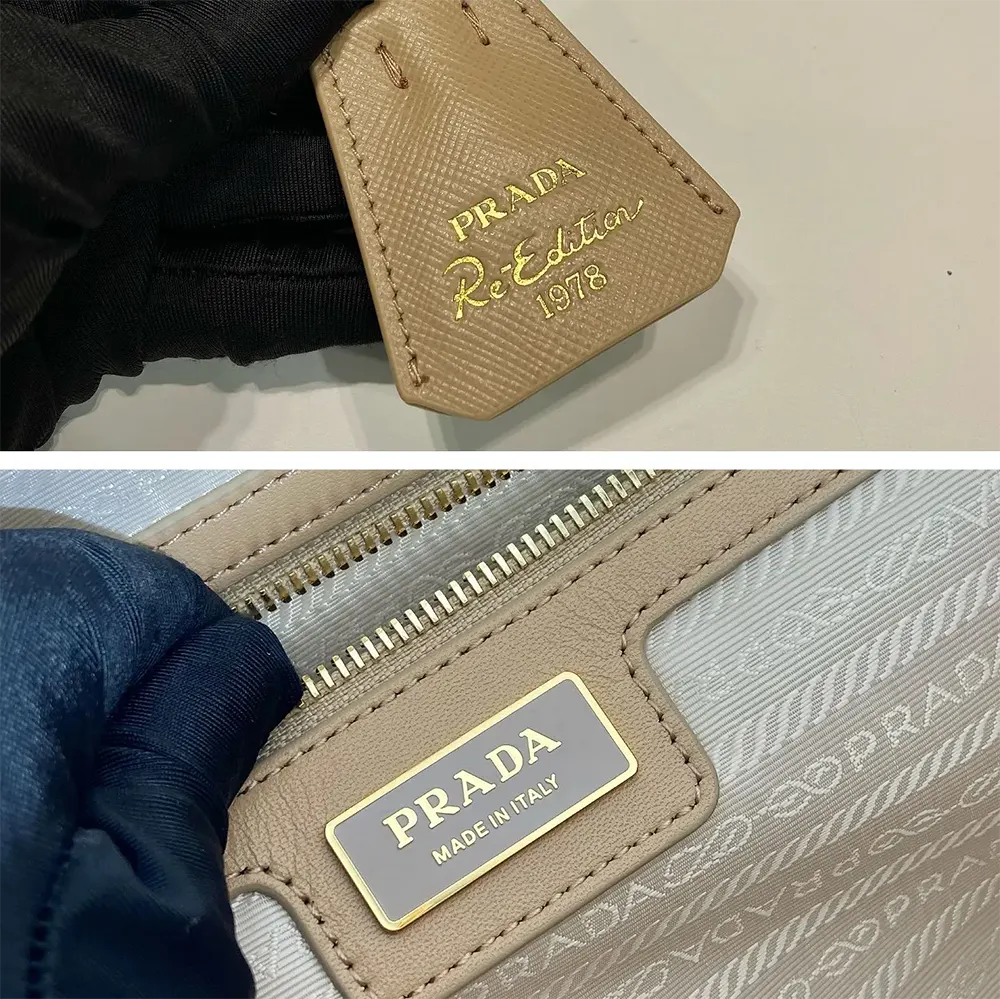 Prada Women Re-Edition 1978 Medium Re-Nylon and Saffiano Leather Two-handle Bag-Sandy - image 10