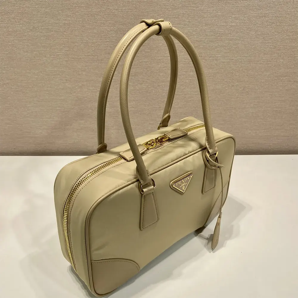 Prada Women Re-Edition 1978 Medium Re-Nylon and Saffiano Leather Two-handle Bag-Sandy - image 5