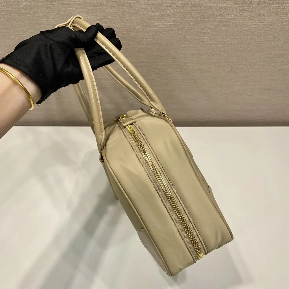 Prada Women Re-Edition 1978 Medium Re-Nylon and Saffiano Leather Two-handle Bag-Sandy - image 6