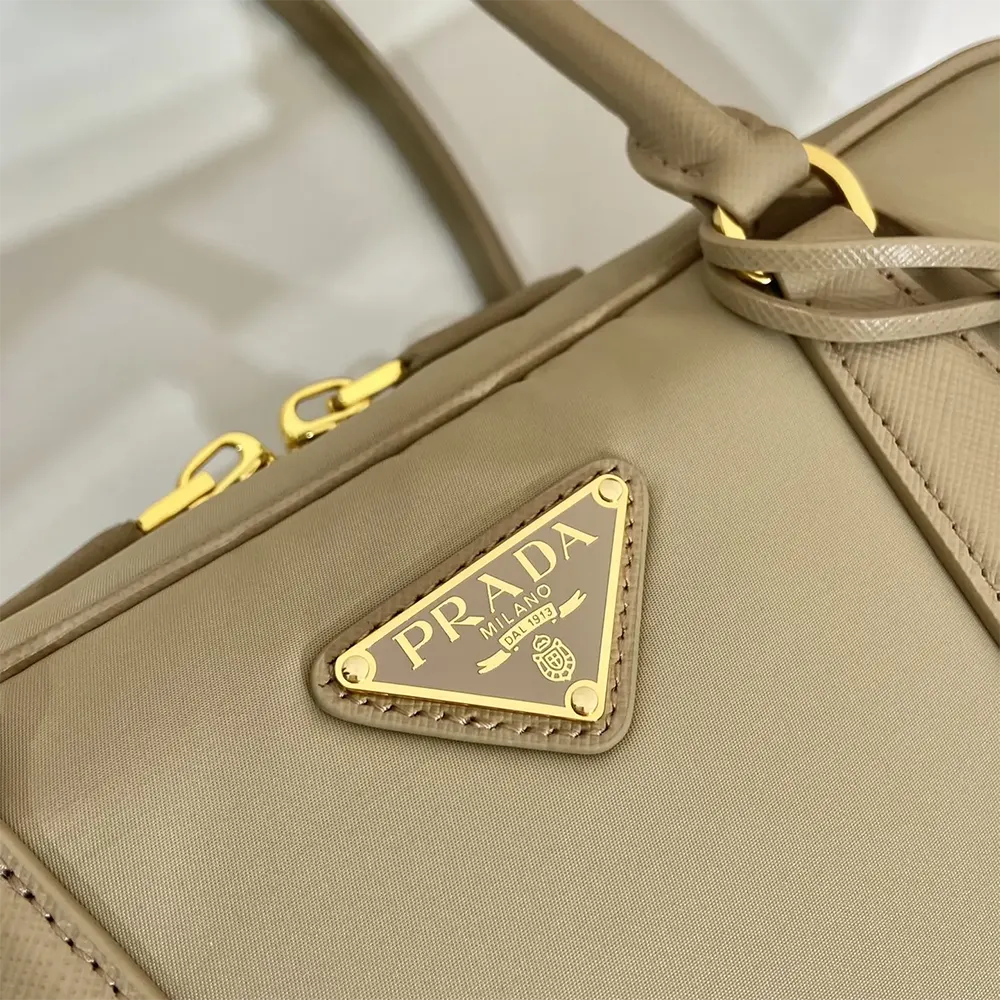 Prada Women Re-Edition 1978 Medium Re-Nylon and Saffiano Leather Two-handle Bag-Sandy - image 9