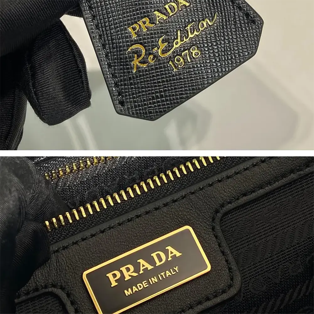 Prada Women Re-Edition 1978 Medium Re-Nylon and Saffiano Leather Two-handle Bag-Black - image 10