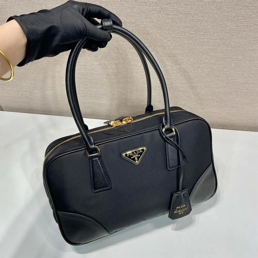 Prada Women Re-Edition 1978 Medium Re-Nylon and Saffiano Leather Two-handle Bag-Black - image 4