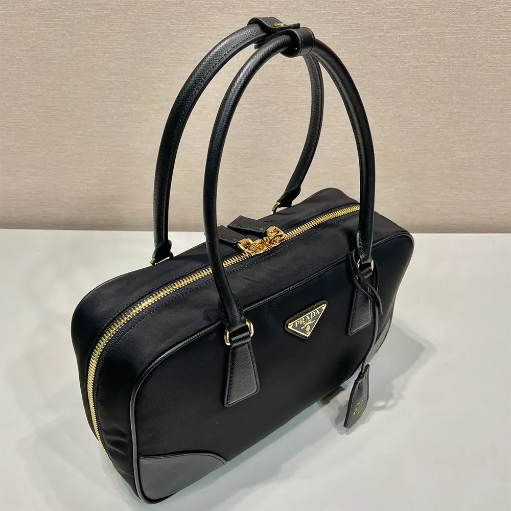 Prada Women Re-Edition 1978 Medium Re-Nylon and Saffiano Leather Two-handle Bag-Black - image 5