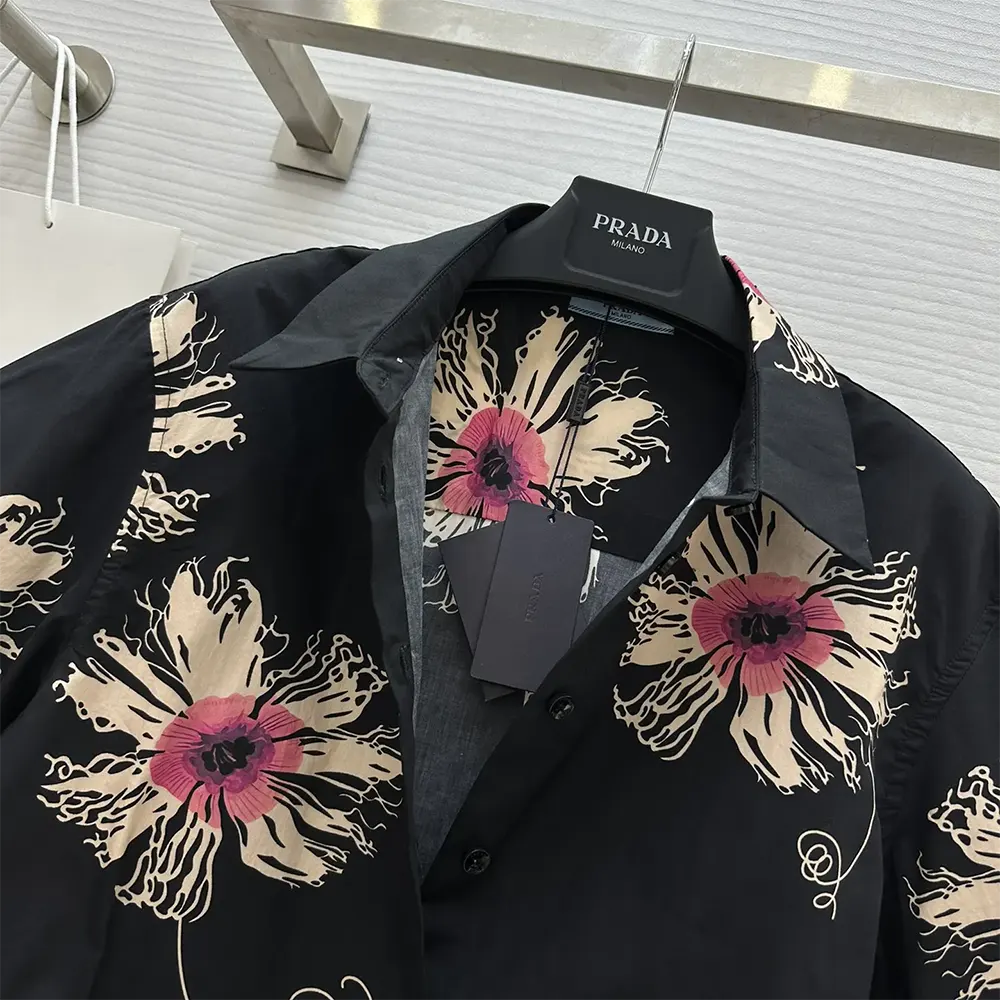 Prada Women Short-sleeved Printed Poplin Shirt - image 6