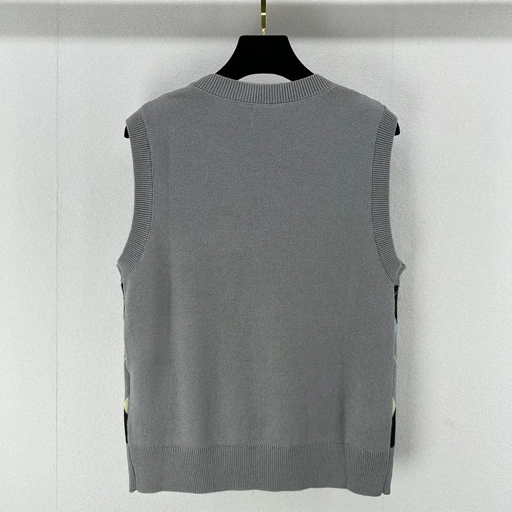 Side profile showing silhouette of Prada Women Wool Vest with an Argyle Pattern