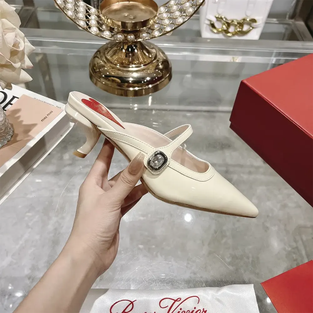 Roger Vivier Women Mary Jane Virgule Mules in Patent Leather-White - image 7