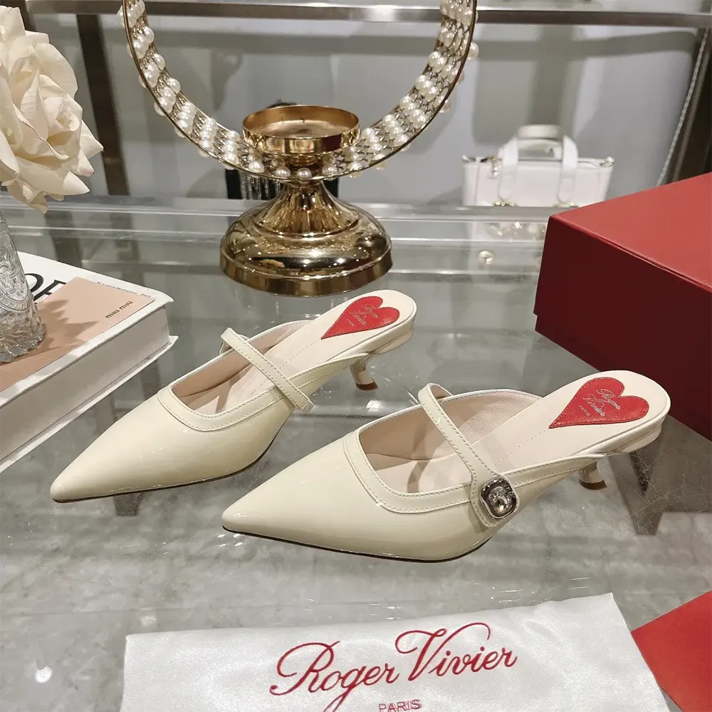 Roger Vivier Women Mary Jane Virgule Mules in Patent Leather-White - image 4