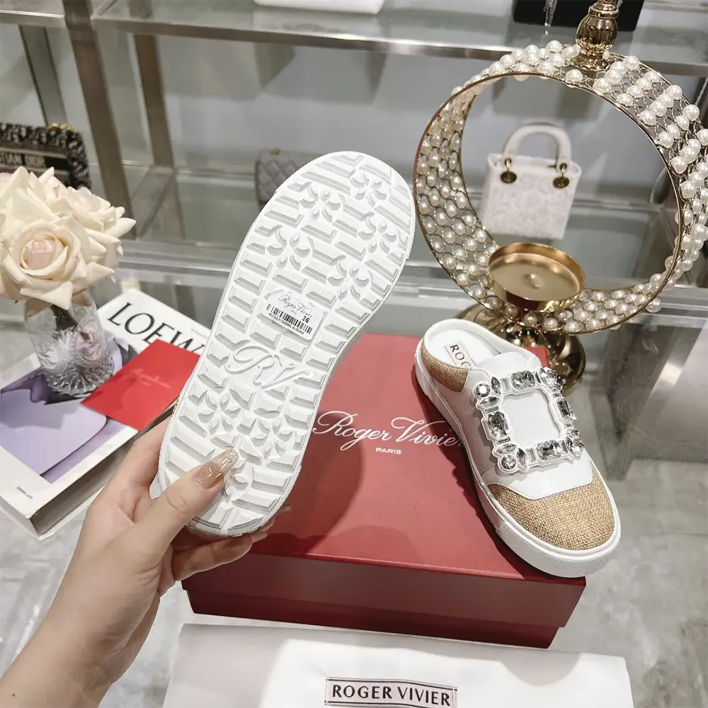 Roger Vivier Women Very Vivier Strass Buckle Mules in Leather - image 10