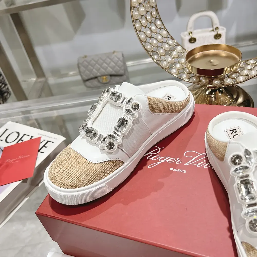 Roger Vivier Women Very Vivier Strass Buckle Mules in Leather - image 5