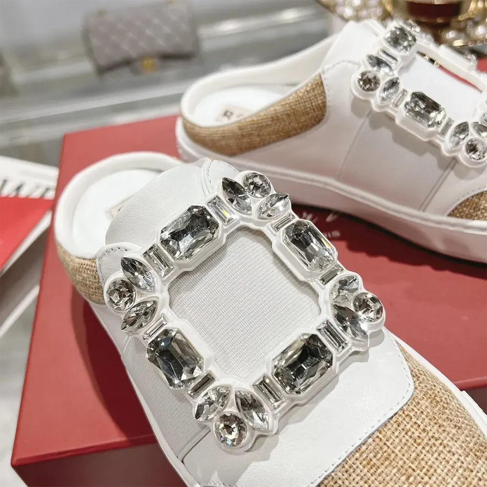 Roger Vivier Women Very Vivier Strass Buckle Mules in Leather - image 8