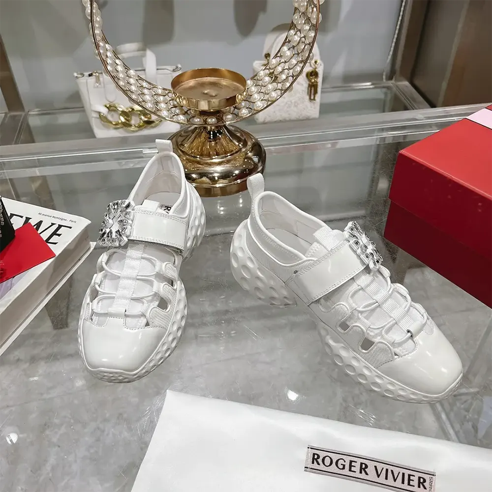 Roger Vivier Women Viv’ Run Light Trekky Sneakers in Fabric-White - image 4