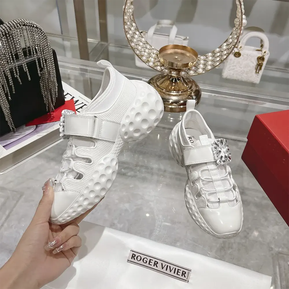 Roger Vivier Women Viv’ Run Light Trekky Sneakers in Fabric-White - image 5