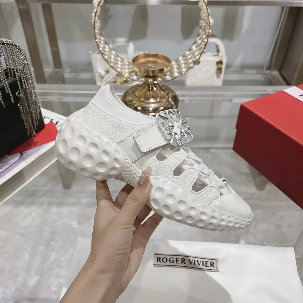 Roger Vivier Women Viv’ Run Light Trekky Sneakers in Fabric-White - image 8