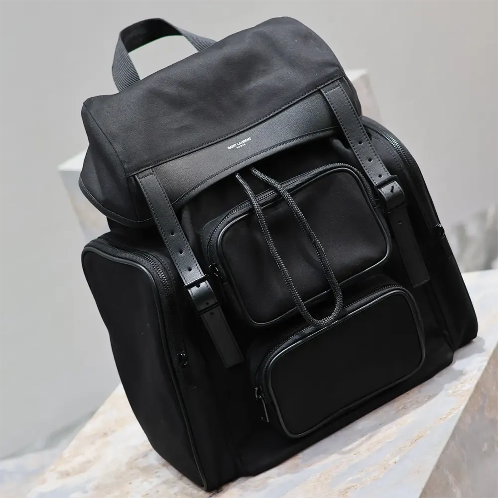 Saint Laurent YSL Men City Multi-pocket Backpack in Econyl® Smooth Leather and Nylon - image 4