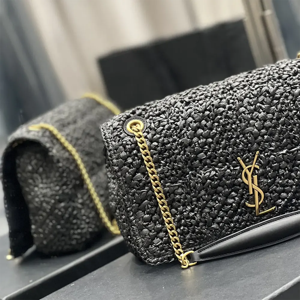 Saint Laurent YSL Unisex Jamie Medium in Raffia-Black - image 6