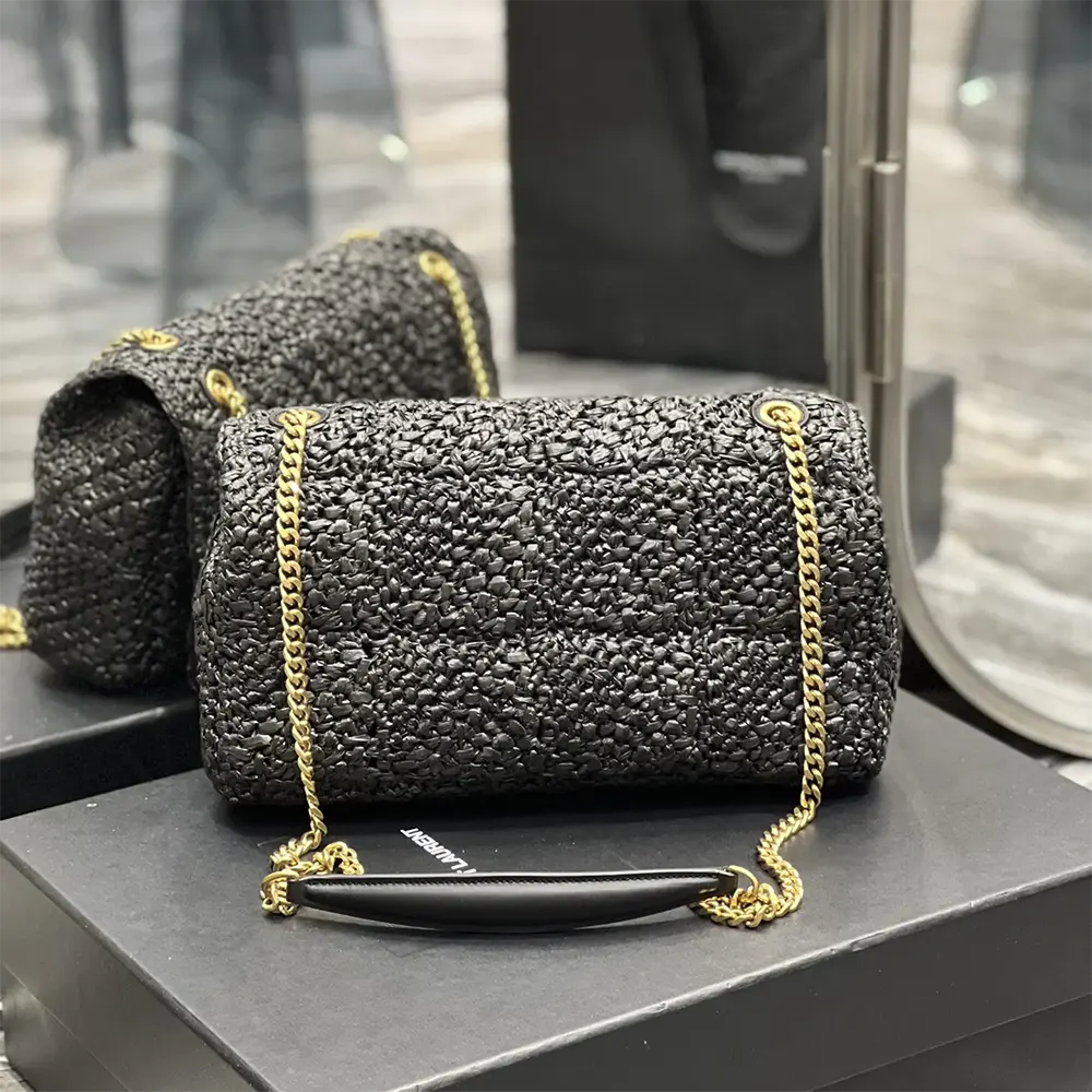 Saint Laurent YSL Unisex Jamie Medium in Raffia-Black - image 4