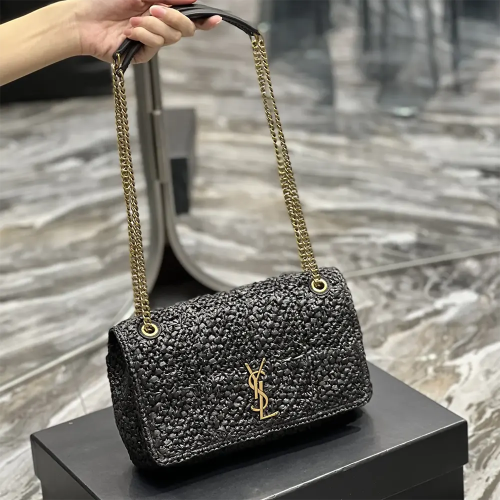 Saint Laurent YSL Unisex Jamie Medium in Raffia-Black - image 5