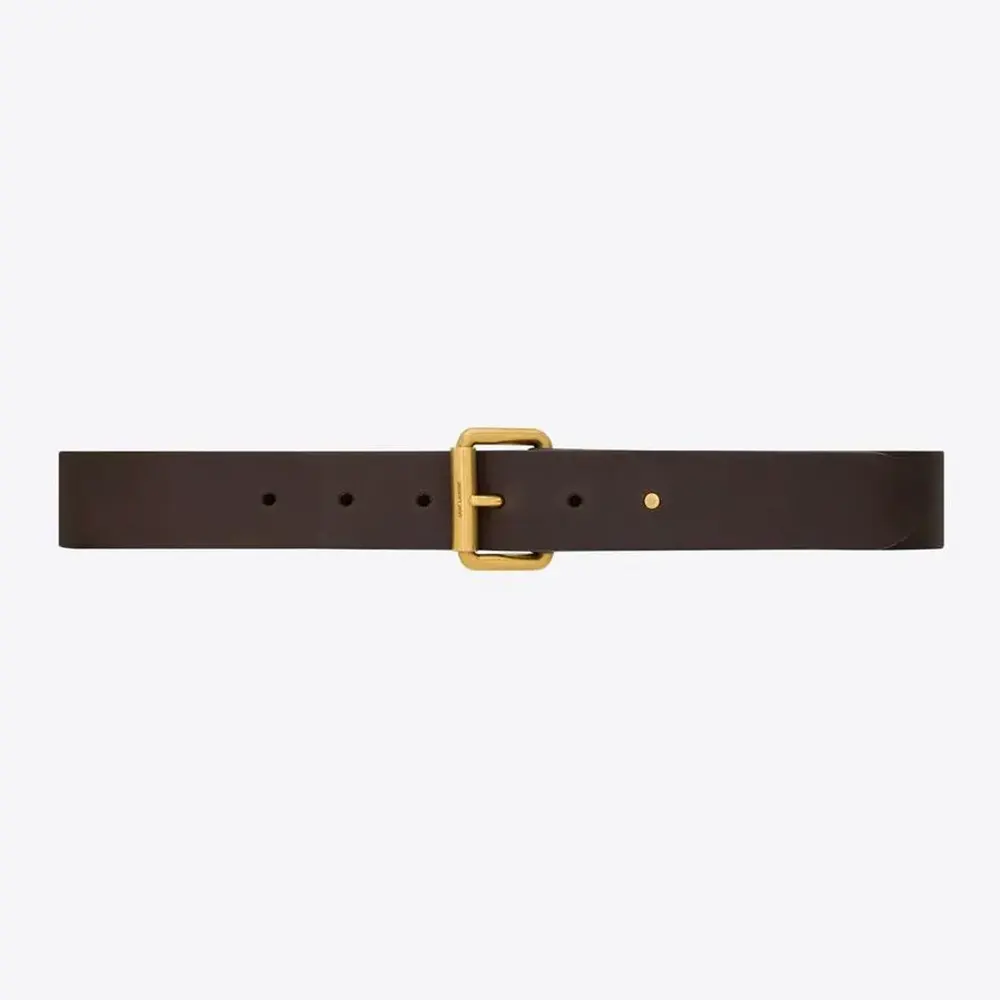 Close-up of Saint Laurent YSL Unisex Motorcycle Belt leather texture