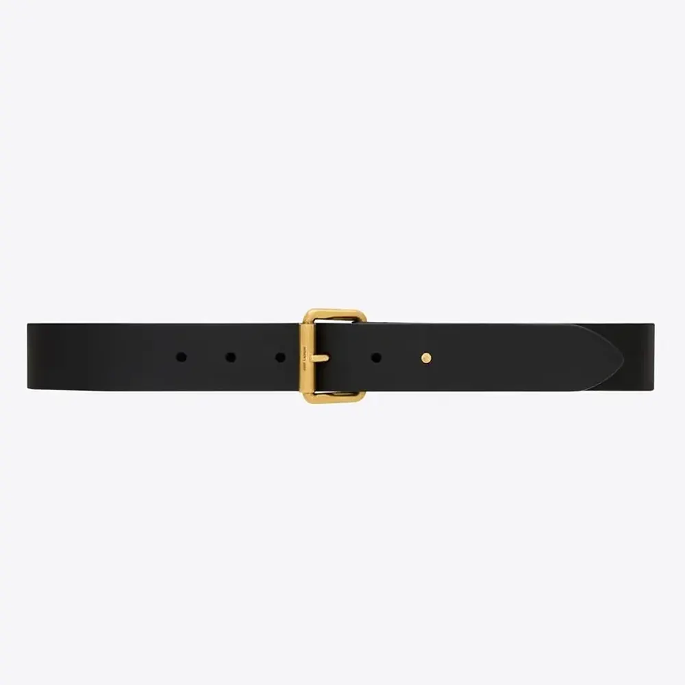 Close-up of Saint Laurent YSL Unisex Motorcycle Belt buckle in black