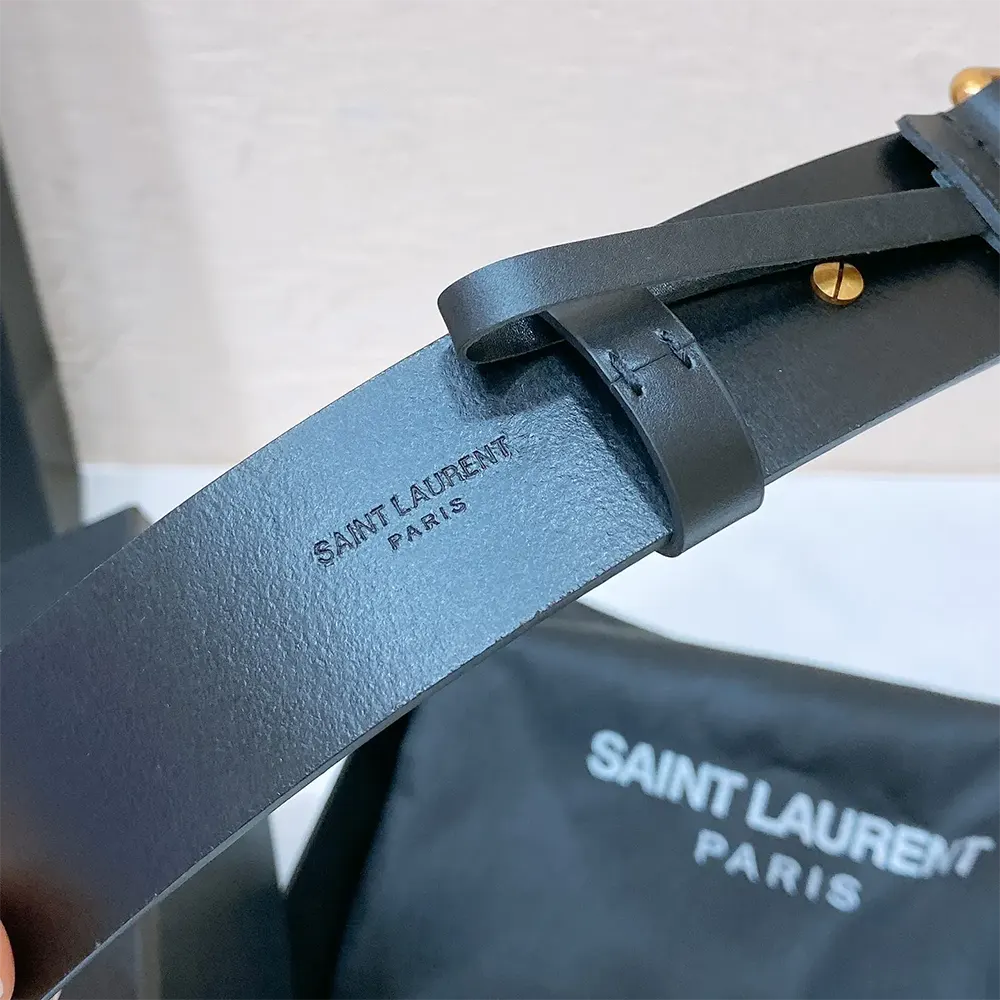 Saint Laurent YSL Unisex Motorcycle Belt in Leather-Black - image 4