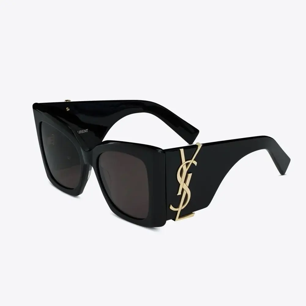 Front view of Saint Laurent YSL Unisex SL M119 Blaze black sunglasses