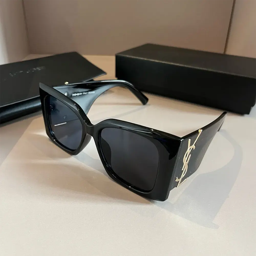 Side angle showing frame shape on Saint Laurent YSL SL M119 Blaze sunglasses
