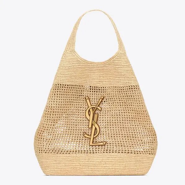 Front view of Saint Laurent YSL Women Icare in Raffia shoulder bag