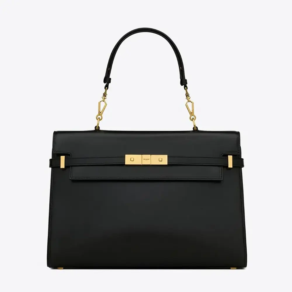 Front view of Saint Laurent YSL Women Manhattan Top-handle in Box Saint Laurent-Black bag