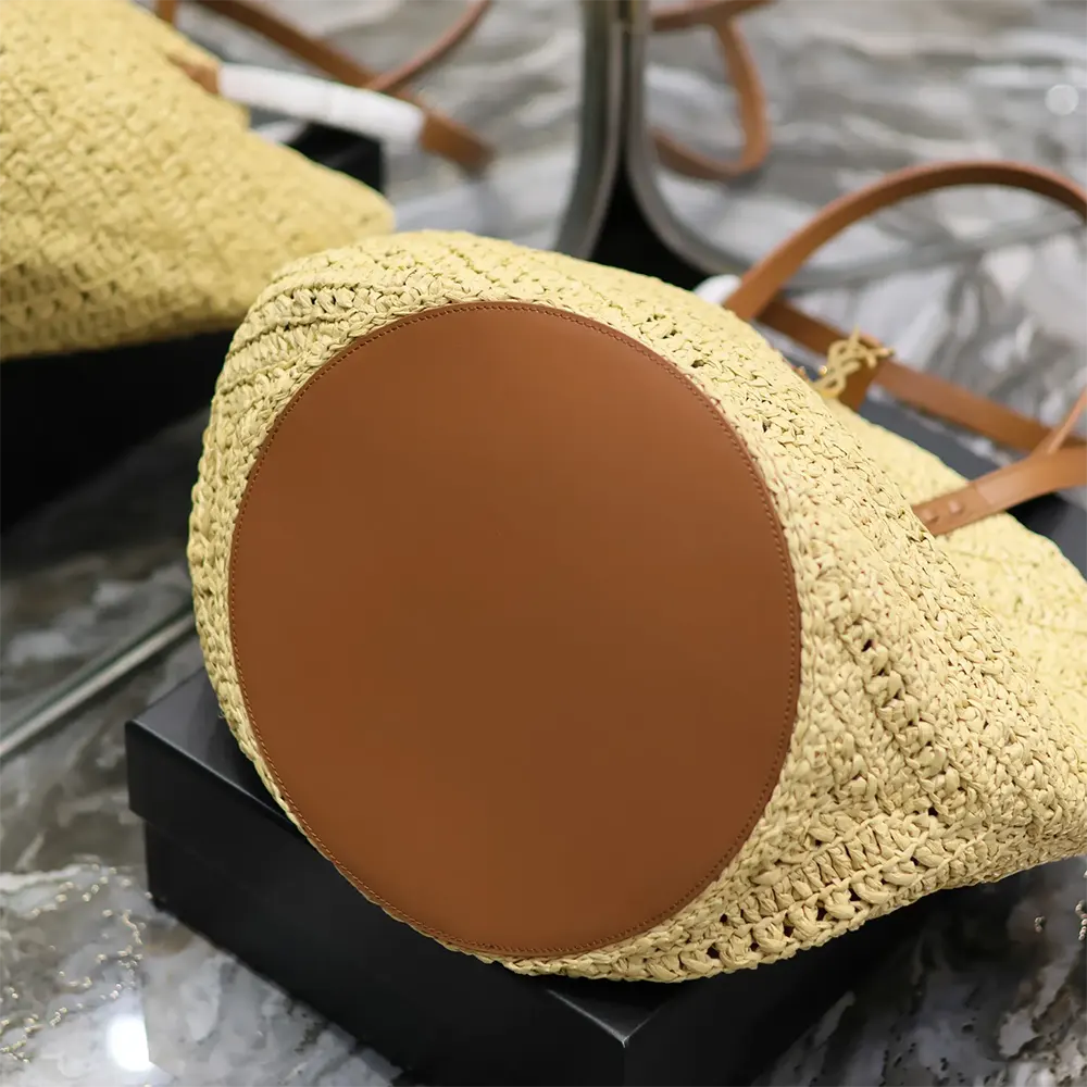 Saint Laurent YSL Women Panier Medium in Raffia and Vegetable-tanned Leather - image 10