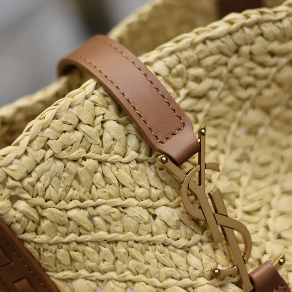 Saint Laurent YSL Women Panier Medium in Raffia and Vegetable-tanned Leather - image 7