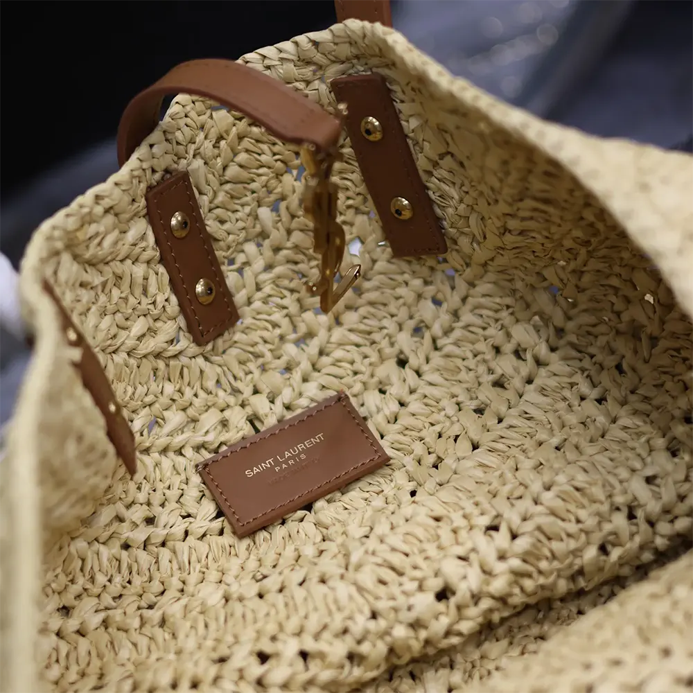 Saint Laurent YSL Women Panier Medium in Raffia and Vegetable-tanned Leather - image 8