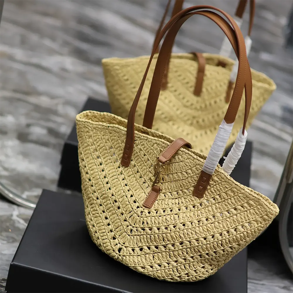 Saint Laurent YSL Women Panier Small in Raffia and Vegetable-tanned Leather - image 4